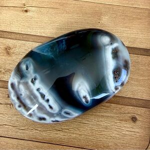 Gorgeous Polished Orca Agate Palm Stone - Nice Weight